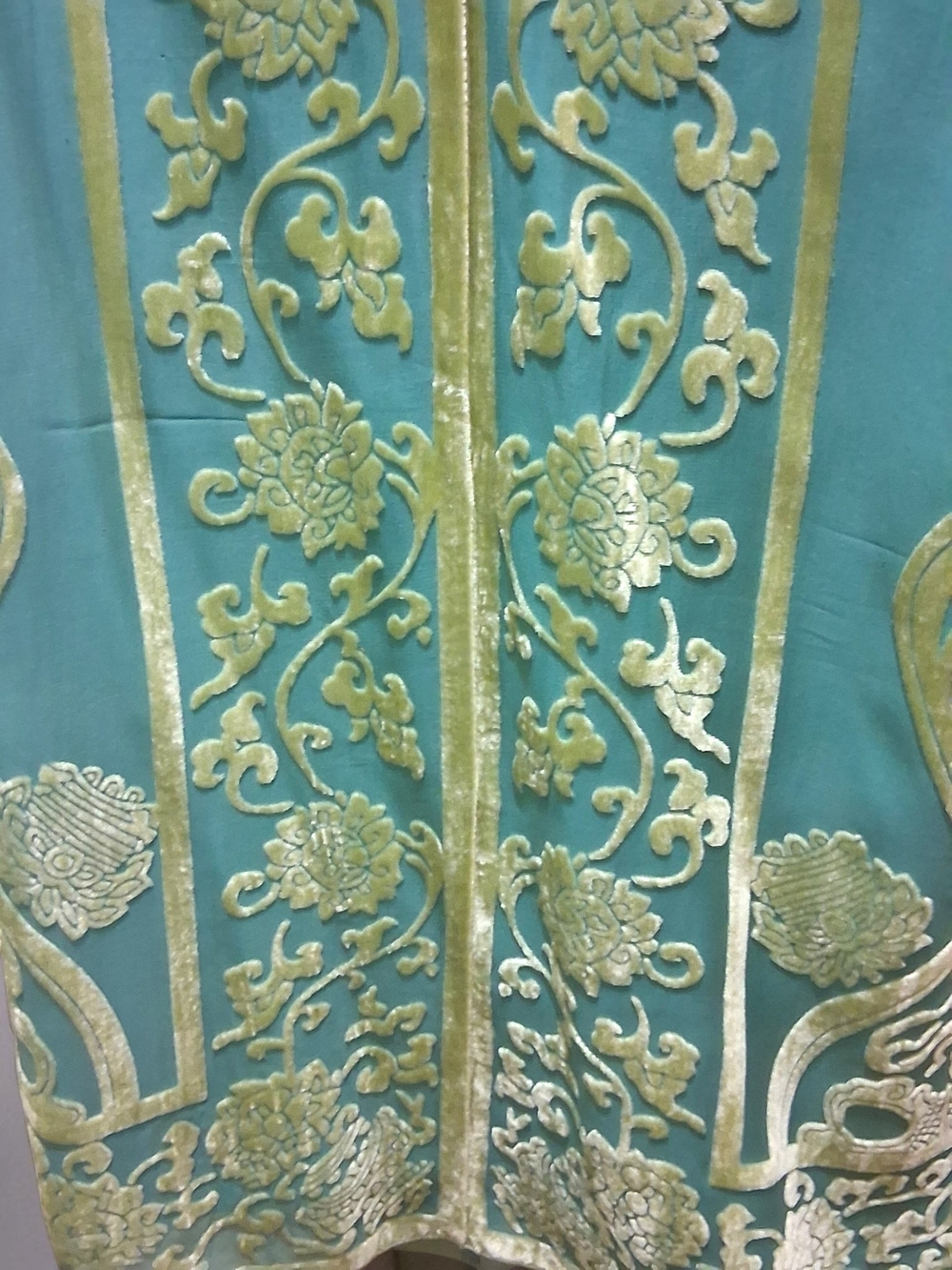 Hale Bob Silk Teal & Gold Velvet Burnout Dress - Picture 3 of 6